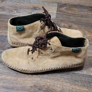 Vintage Drexlite Jill Leather Booties Moccasins Womens 8 Brown Lace Up